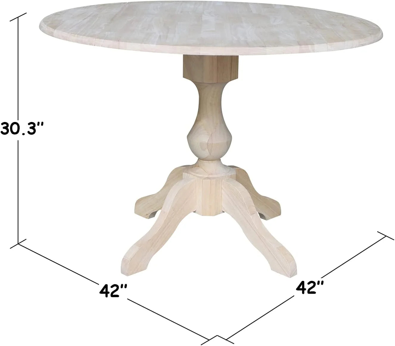Round Dual Drop Leaf Pedestal Dining Table, Unfinished X283109