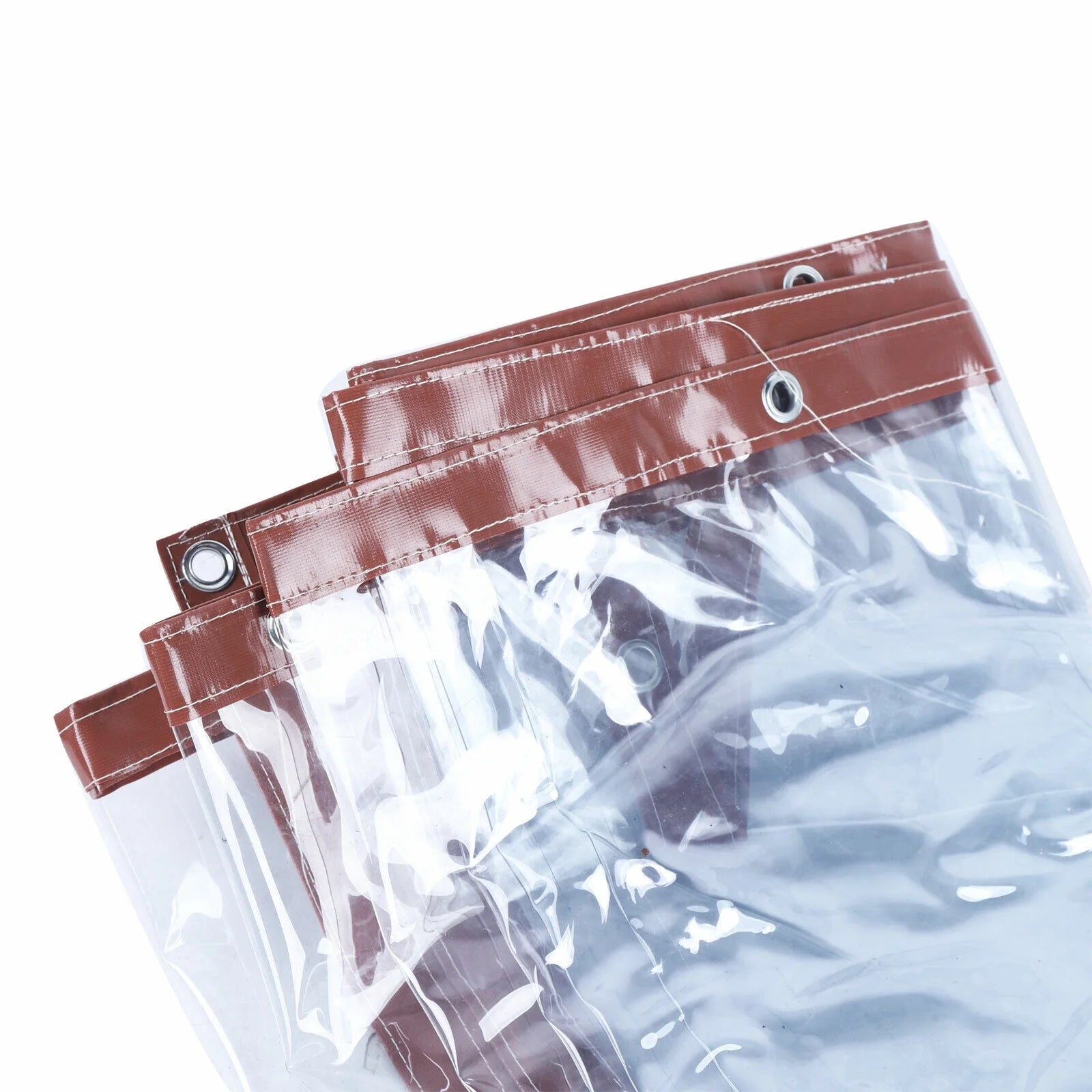 Brown PVC Clear Awning Canopy Curtain Enclosure Tarpaulin H9335