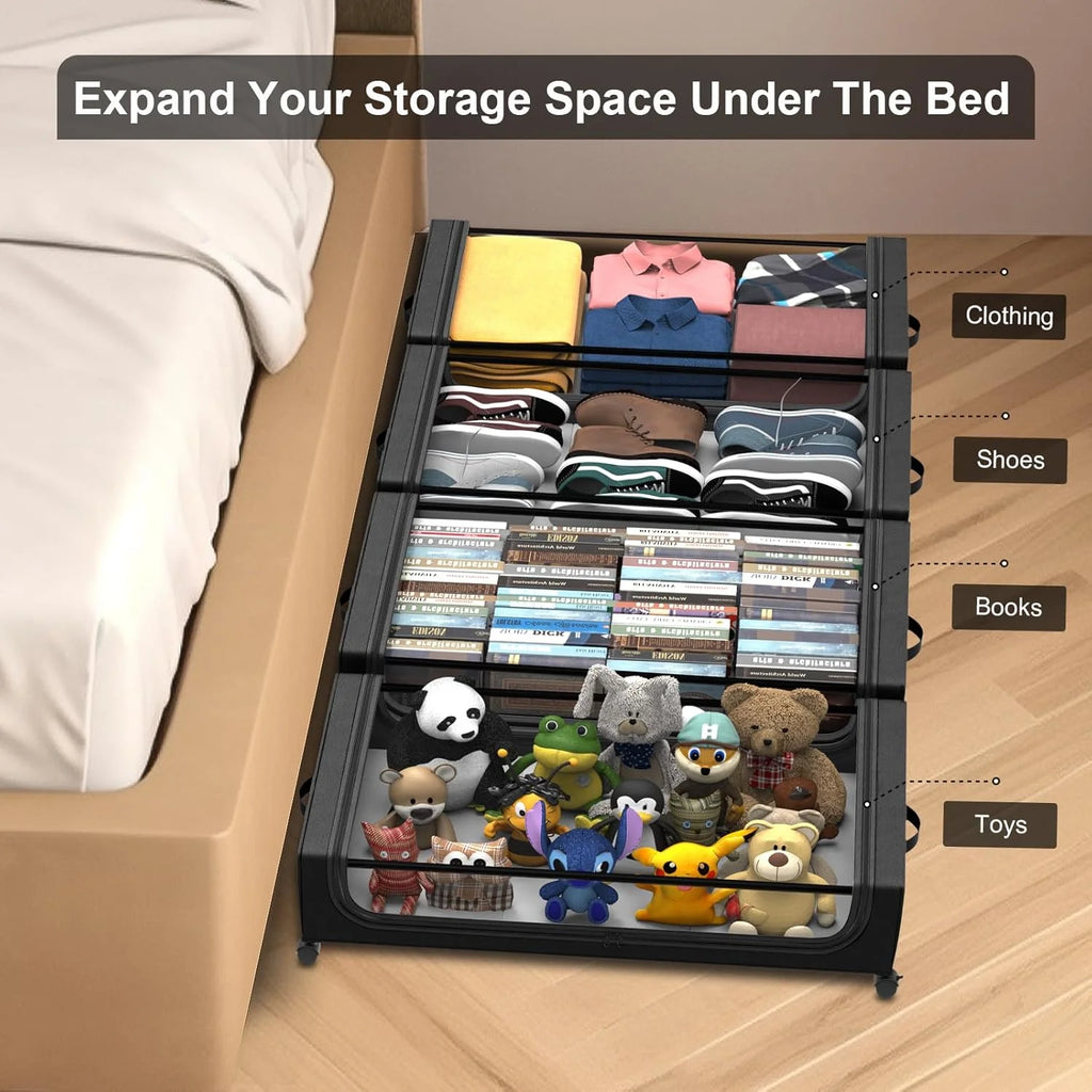 Under Bed Storage with Wheels 2 Pack Large Black V1641