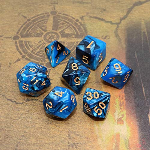 Teal White 7-Die RPG Dice Set L98170