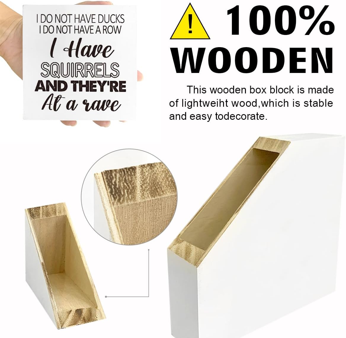 Wooden Box Sign Desk Decor O5416