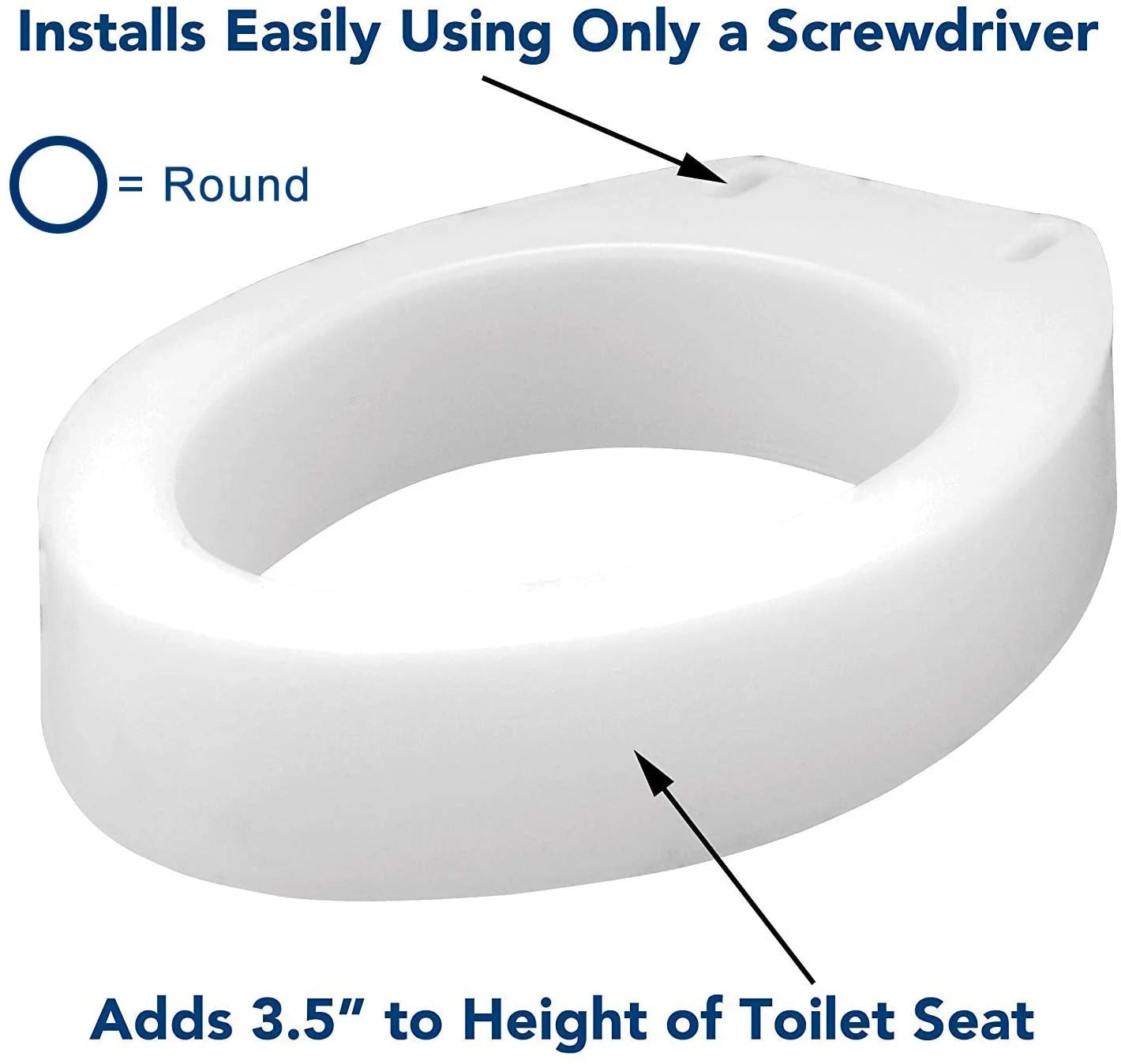Raised Toilet Seat, White, 300 lb Capacity Q69347