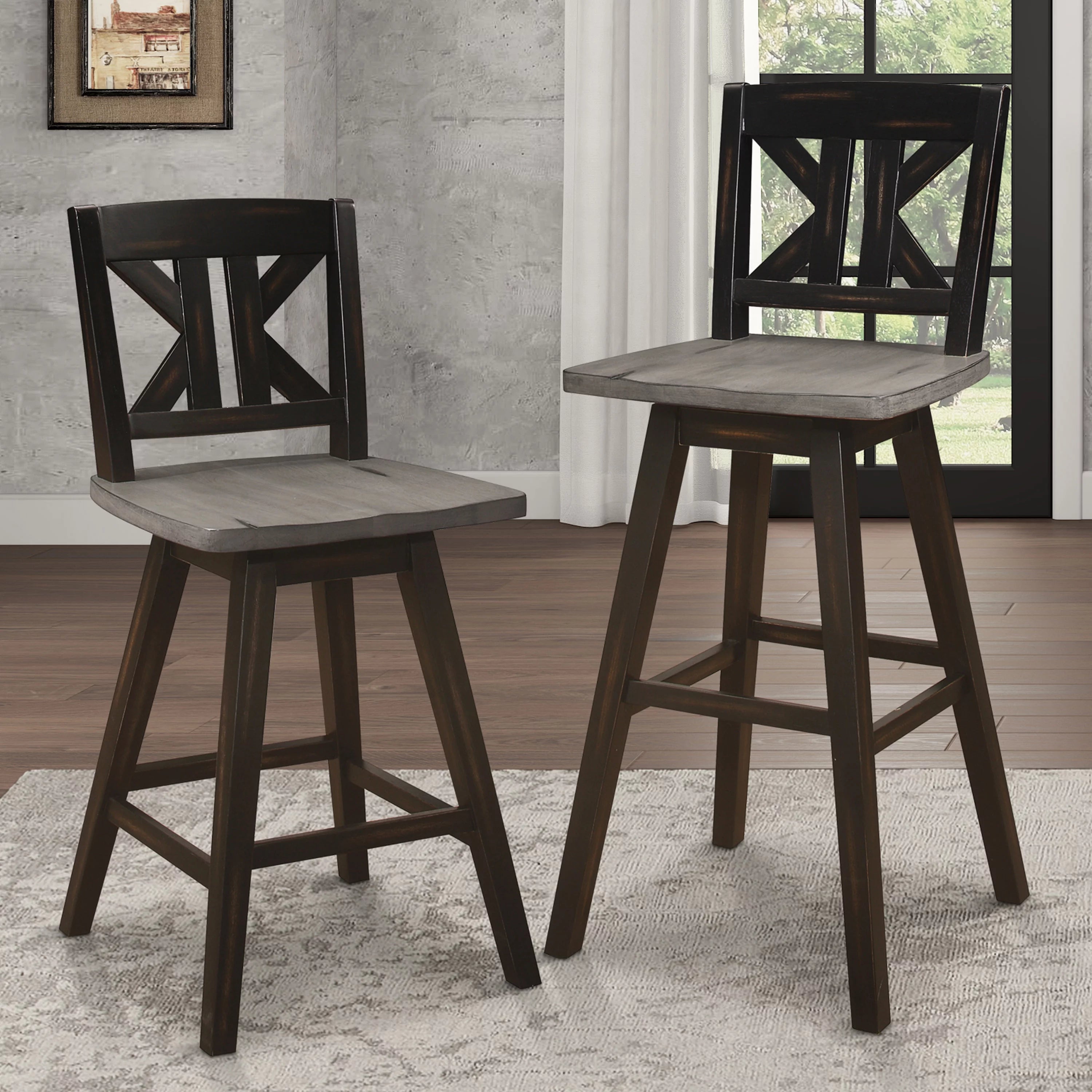 Black Sand-Through Swivel Counter Stool L752