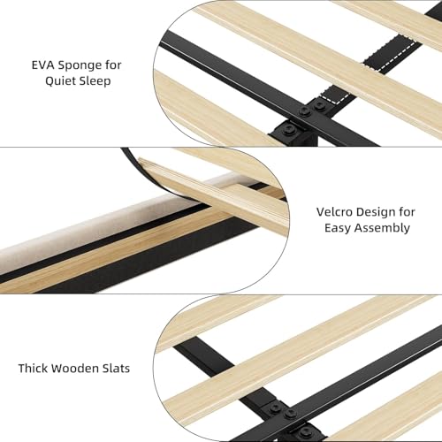 Beige Queen Size Upholstered Bed Frame with Drawers K2551