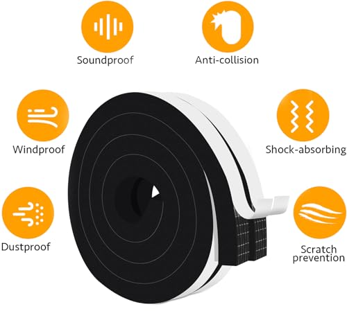 Strong Adhesive Foam Weather Stripping Door Seal Strip Insulation Tape (1 in x 1/4 in x 33 Ft) Q672821