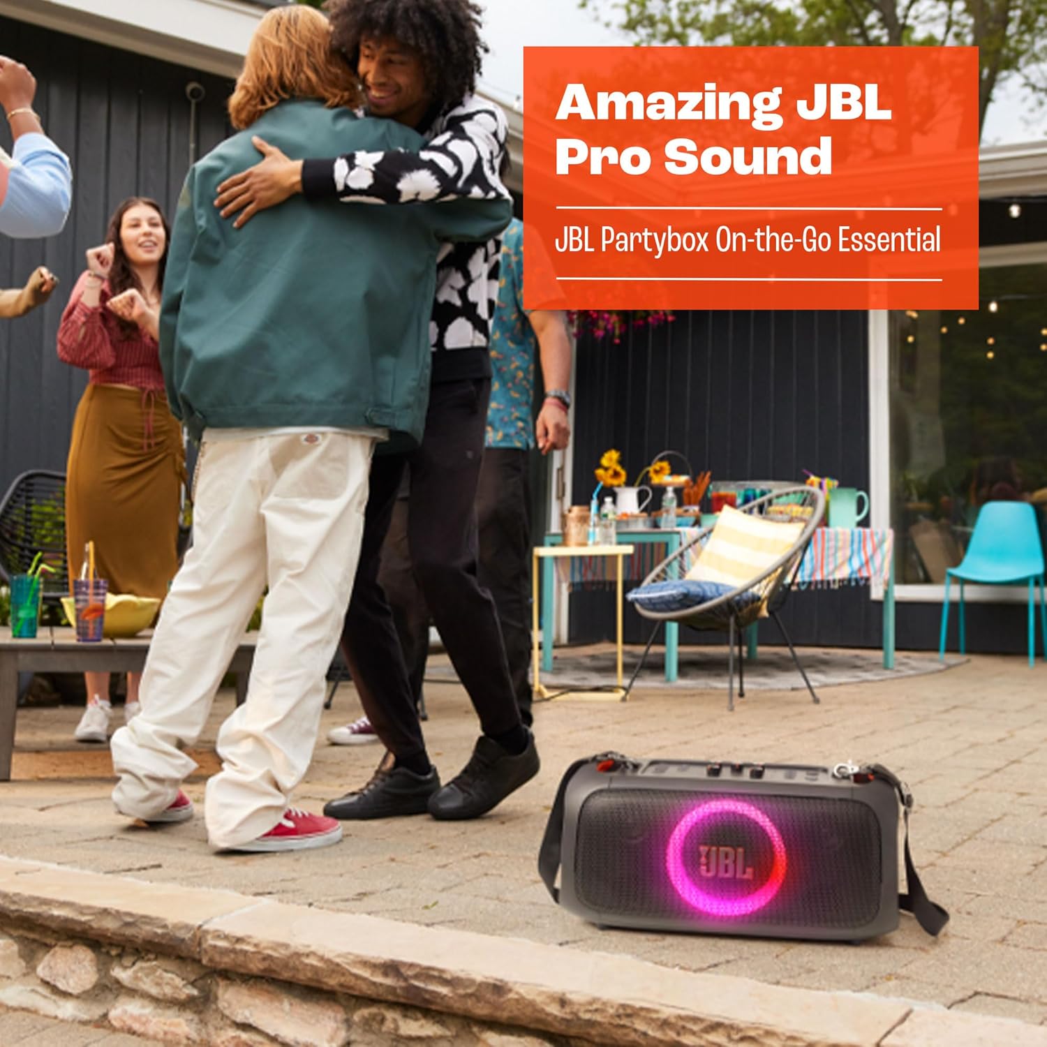 Portable party speaker with built-in lights and wireless mic - Black X5654