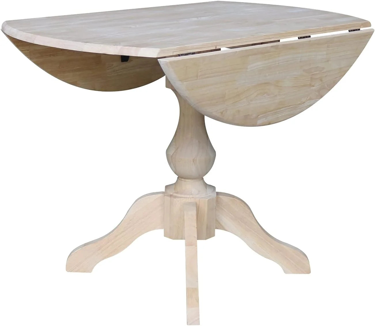 Round Dual Drop Leaf Pedestal Dining Table, Unfinished X283109