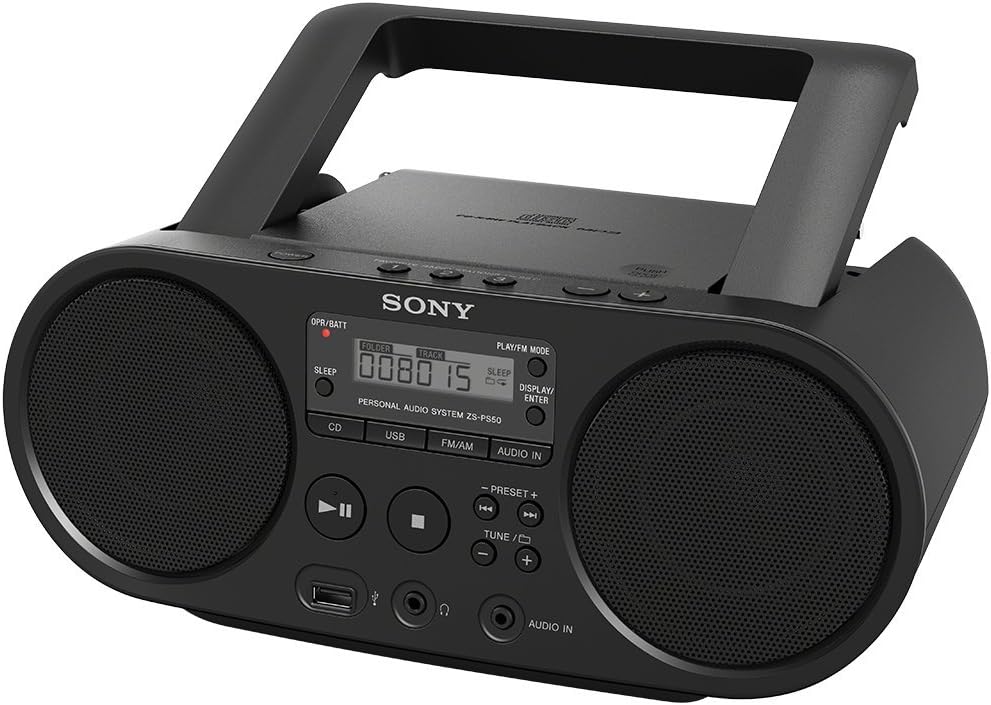 Black Portable CD Boombox with AM/FM Radio J801773
