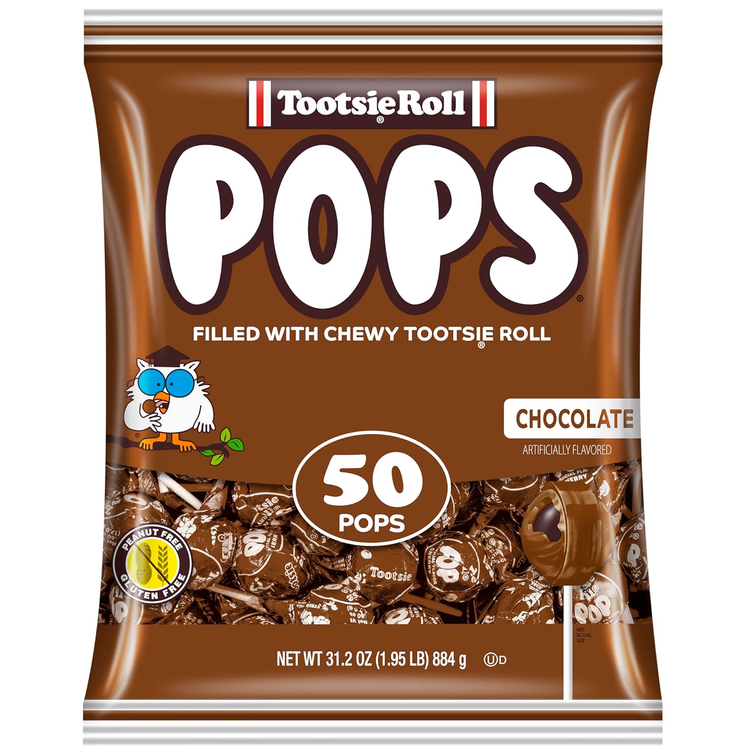 Chocolate Flavored Lollipops with Chocolatey Center, 50 Count E138