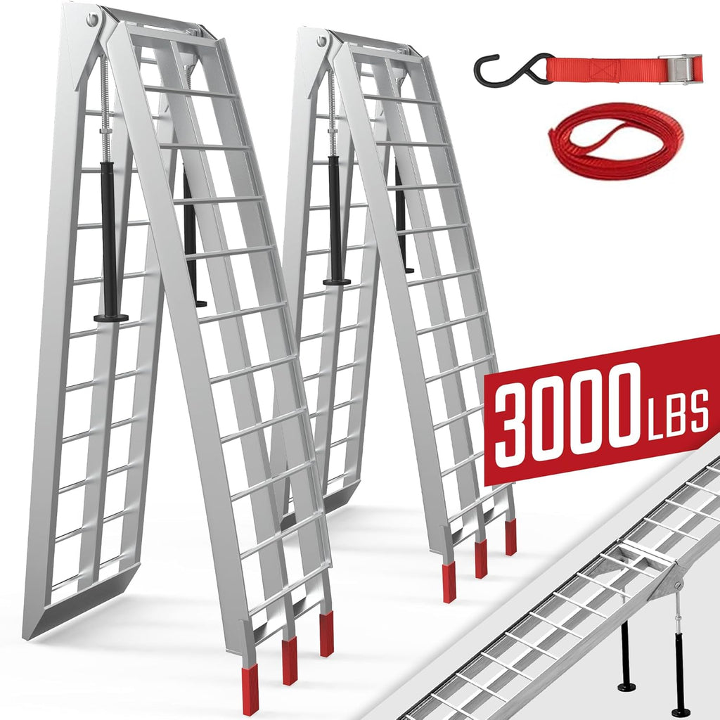 7.5ft Aluminum Folding ATV Ramps with Removable Support Legs, 2pcs Z48518