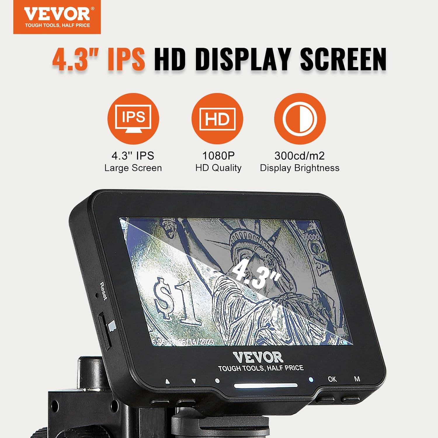 4.3" IPS Screen 50X-1000X Magnification LCD Digital Microscope with 8 LED Lights and 32GB SD Card X9759