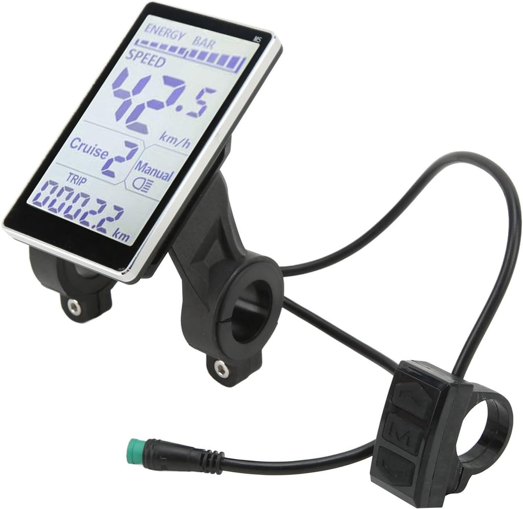 24V 36V 48V 60V 5 Pin M5 LCD Panel Screen for 31.8 22.2mm Handlebar Electric Bikes S50227