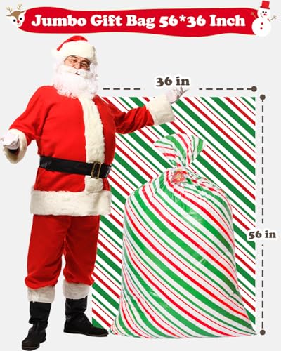 Large Christmas Gift Bags, Set of 4 44"x36" Jumbo Plastic Drawstring Gift Bags Z67514