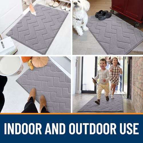 Grey 30x20 Non-Slip Washable Microfiber Dog Door Mat L967108