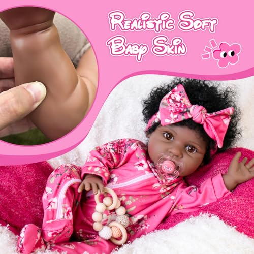 22" Black Reborn Baby Doll with Cloth Body Z331369