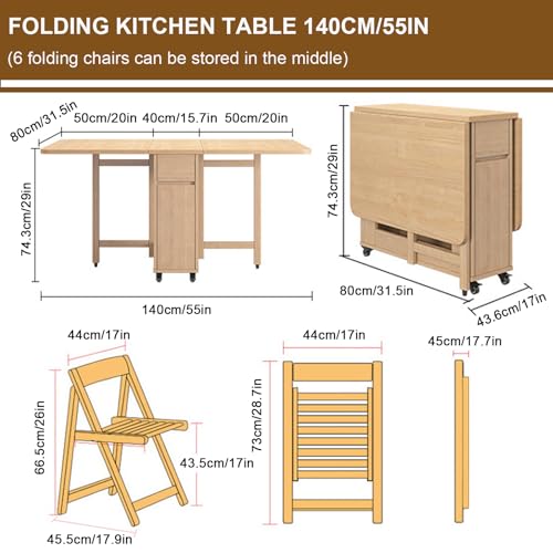 Extendable Drop Leaf Wood Dining Table Set for 6 F56795