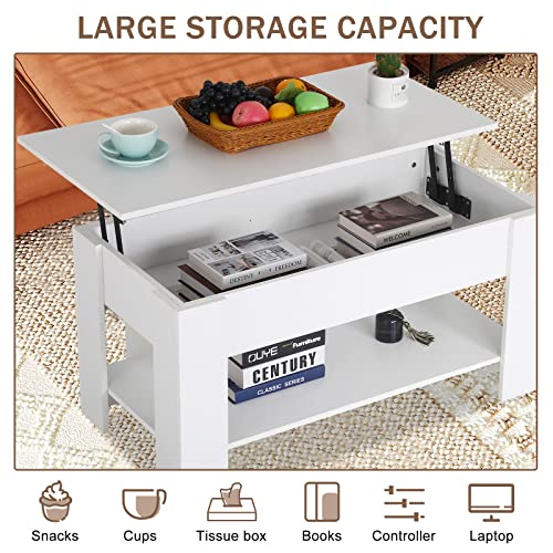Black Wooden Lift Top Coffee Table with Storage Shelf K89758