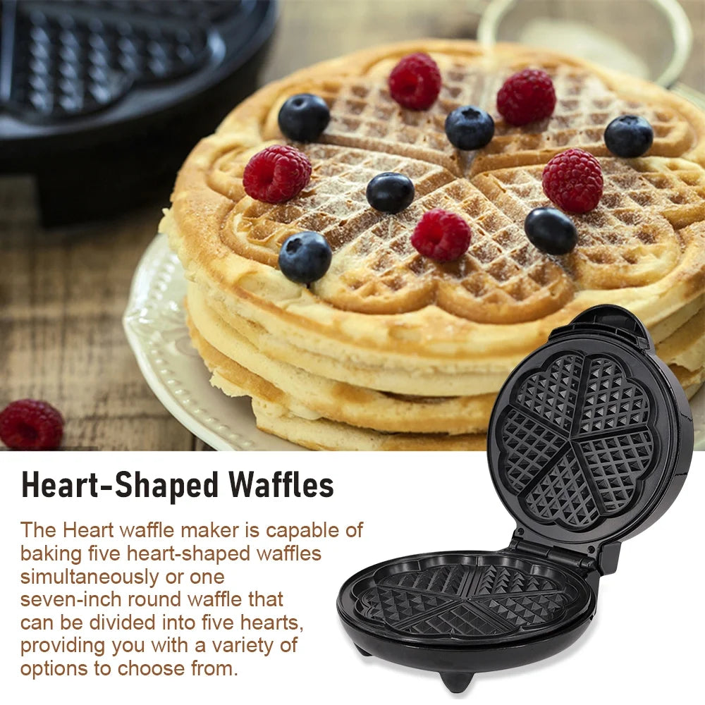 5 Heart-Shaped Waffle Maker Electric Waffle Iron C7804