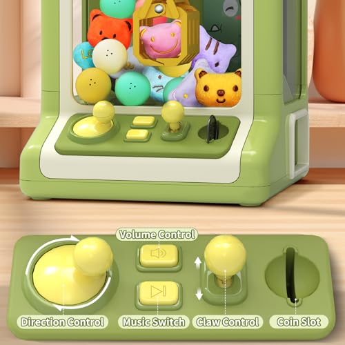 Dinosaur Claw Machine Mini Electronic Arcade Game Candy Dispenser Crane Prize Machine with Music (6.7*6.1*11.8in) B904