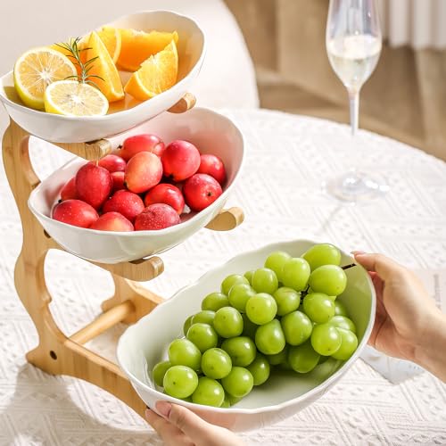 3 Tier White Ceramic Fruit Basket B301