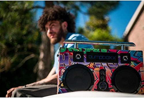 Retro Bluetooth Boombox with Rechargeable Lithium Battery, Carrying Strap & Mic R161516