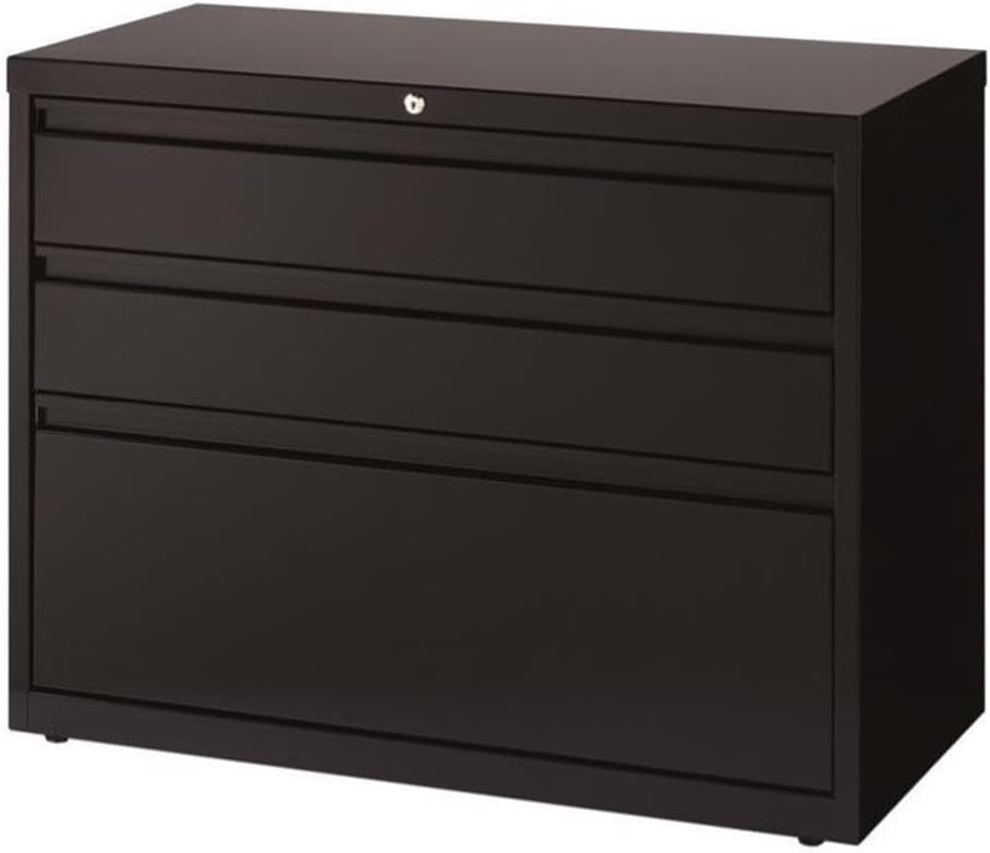 Black 36 inch Wide 3 Drawer Metal Lateral File Cabinet A23446