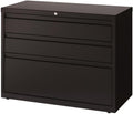 Black 36 inch Wide 3 Drawer Metal Lateral File Cabinet A23446