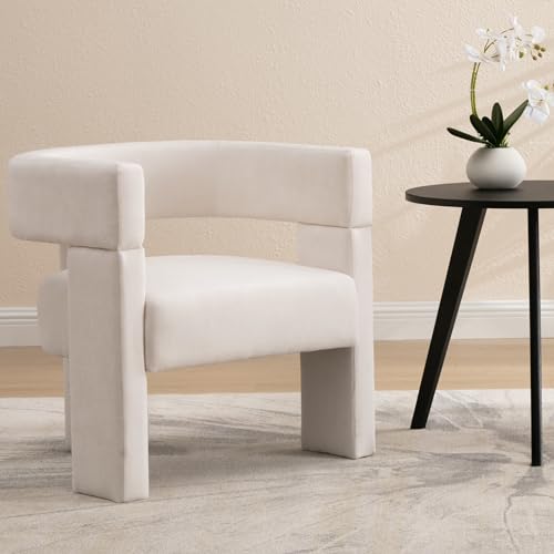 Beige Linen Barrel Accent Chair W595