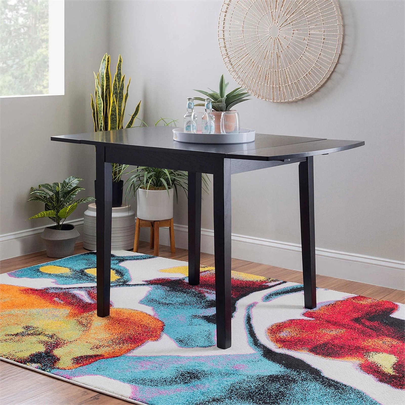 Black Wood Square Drop Leaf Table U19330