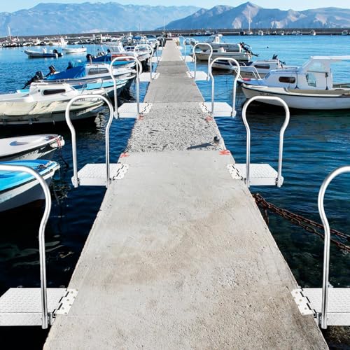 Folding Boat Boarding Platform with Handrail 500LBs Load Non-Slip Heavy Duty Steel Q6404