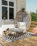 Grey Oversized Wicker Egg Chair with Ottoman H8173