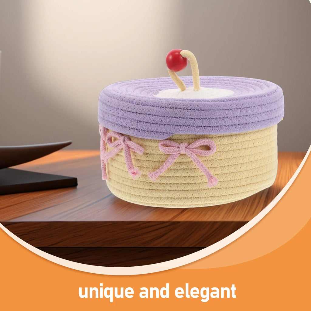 Woven Cotton Rope Basket With Lid H38975