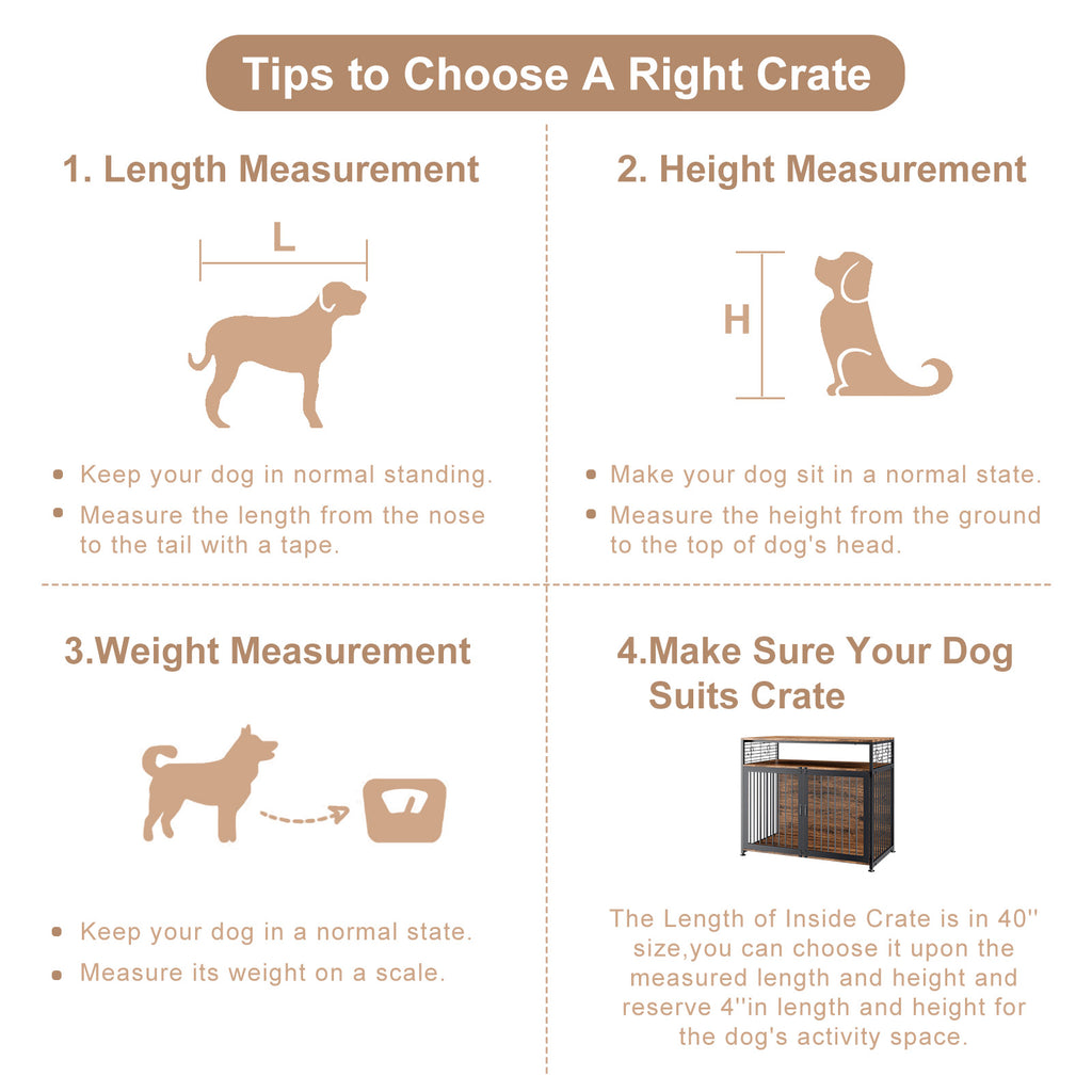 41" Wooden Dog Crate with Storage Side End Table C242