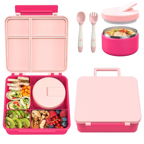 Pink Bento Lunch Box with 8oz Soup Thermo and 4 Compartment L86072