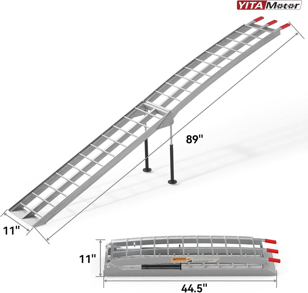 7.5ft Aluminum Folding ATV Ramps with Removable Support Legs, 2pcs Z48518