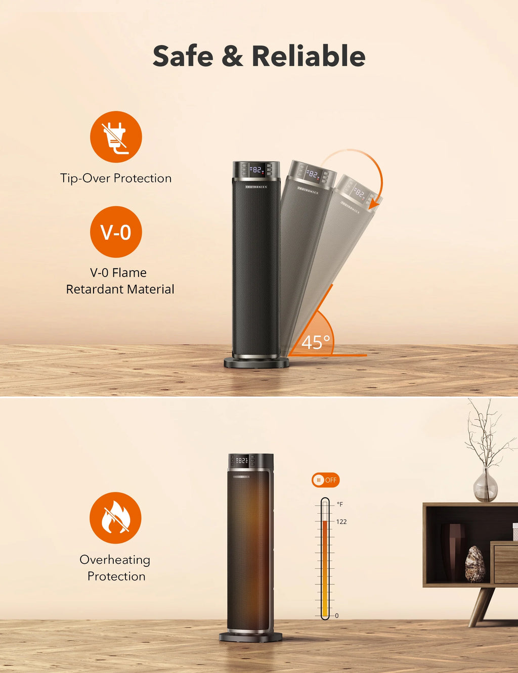 1500W PTC Ceramic Heater with Remote F809