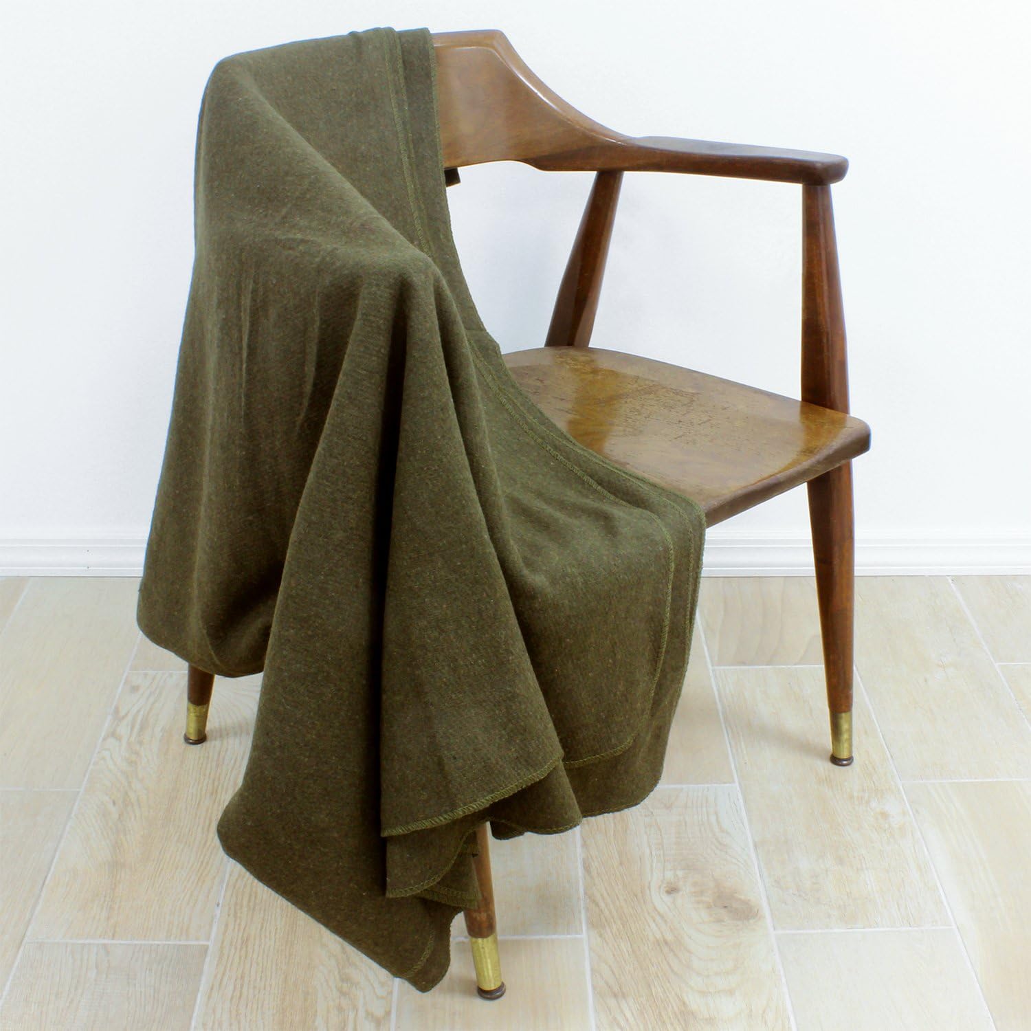 Olive Drab Green Wool Fire Retardant Blanket, 66" x 90" T69365