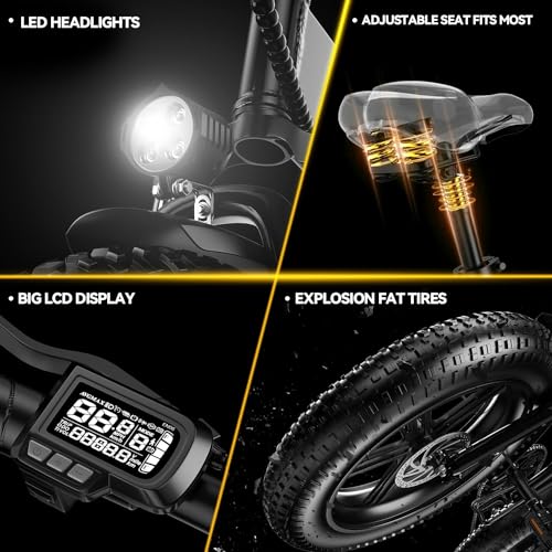 20" Fat Tire 1000W Folding Electric Bike with 48V 20.8AH Removable Battery S1133