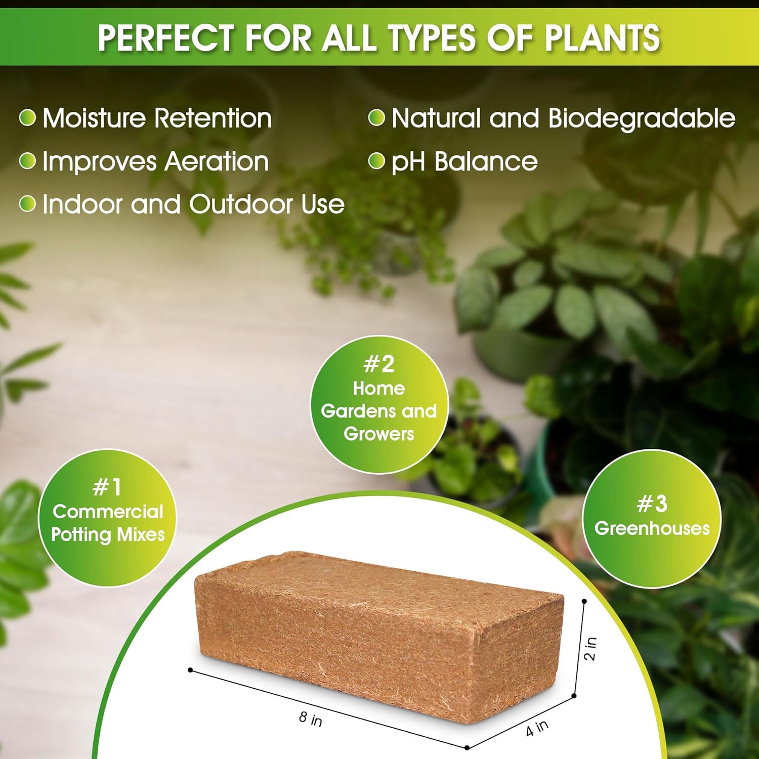 4 Pcs 100% Organic Compressed Coconut Coir Bricks Z6111