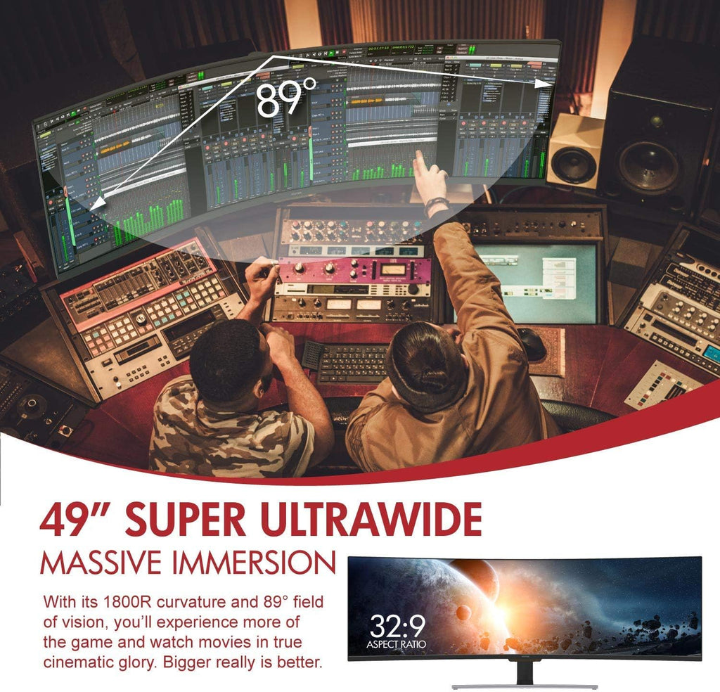 49-Inch Super Ultrawide 32:9 Curved Monitor, 144Hz HDR 3840x1080p L409