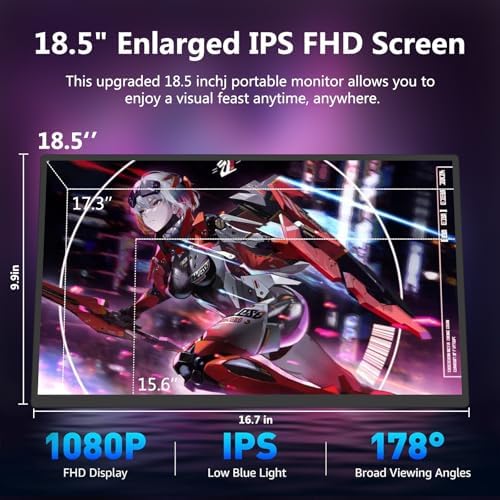 18.5 inch 120Hz 1080P FHD HDR USB HDMI Portable Monitor with Sleeve K5557