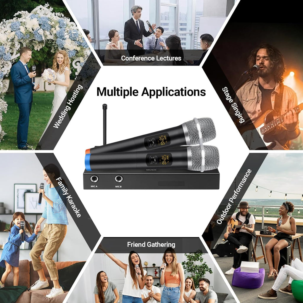 Wireless Karaoke Microphone System with 16 Channels UHF Microphone A5774