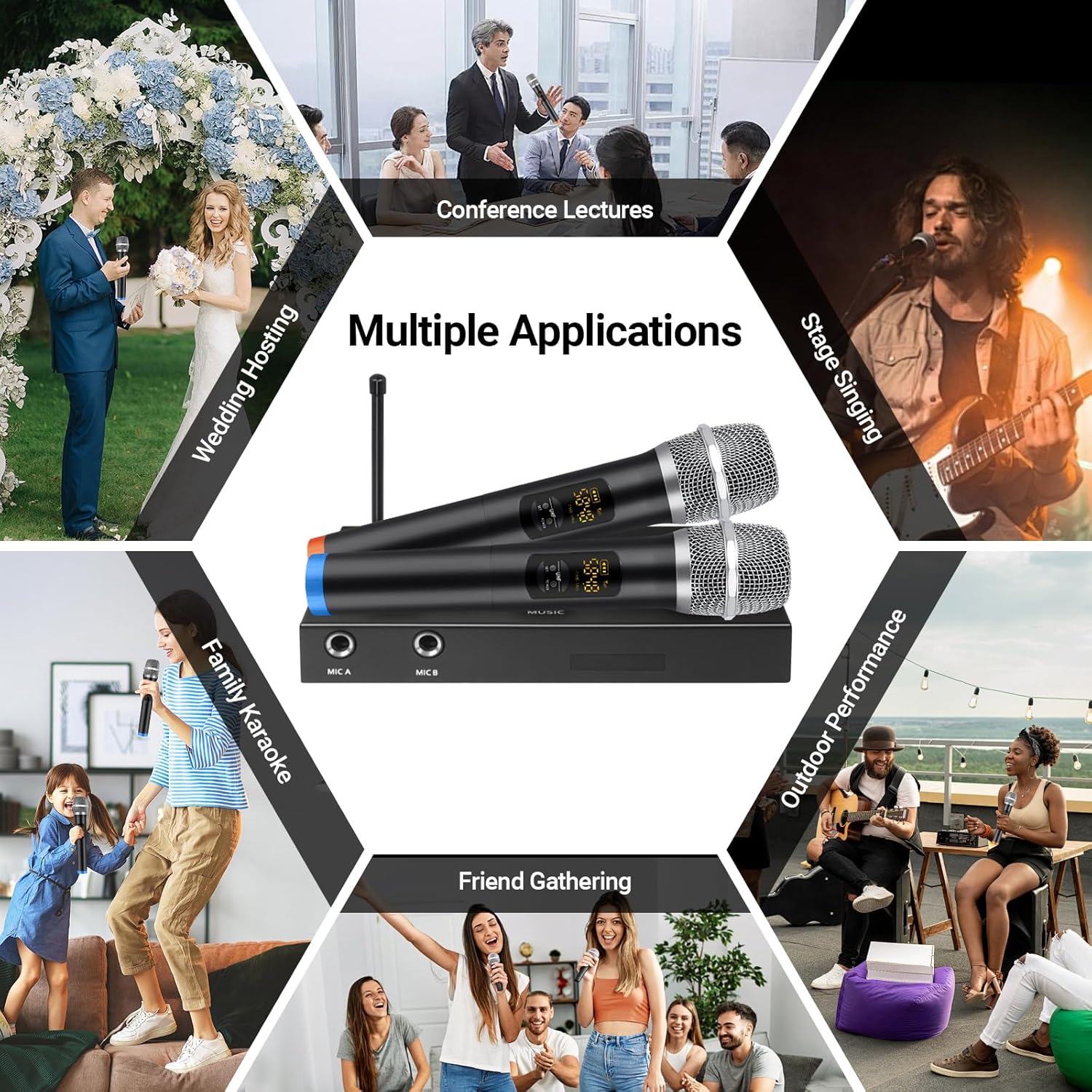 Wireless Karaoke Microphone System with 16 Channels UHF Microphone A5774