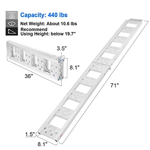 6'L x 8.1" W 440 lbs Capacity Aluminum Folding Loading Ramp C643