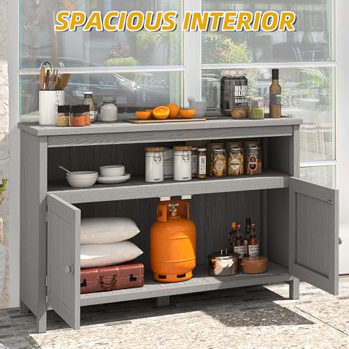 Poly Lumber Outdoor Sideboard with Storage and Shelves - Espresso P880