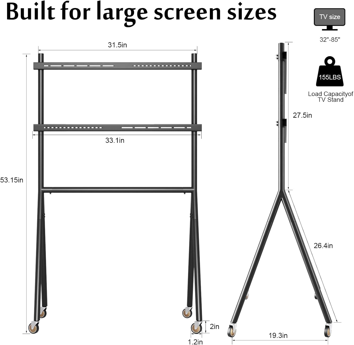 TV Easel Stand 37"-70" inch Adjustable with Wheels B30156