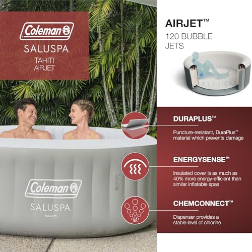 4 to 6 Person Inflatable Hot Tub with 140 AirJets and Insulated Cover G518