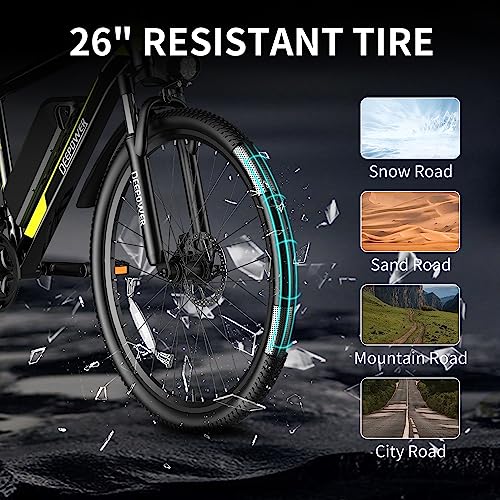 Electric Bike 500W Motor 26" x1.95 48V 12.8 AH Battery 21-Speed Gears 25MPH Lockable Fork Suspension W4662