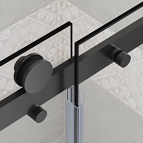 Frameless Sliding Tub Door 58.5-60" W X 62" H with 5/16" Clear Tempered Glass Matte Black Q317