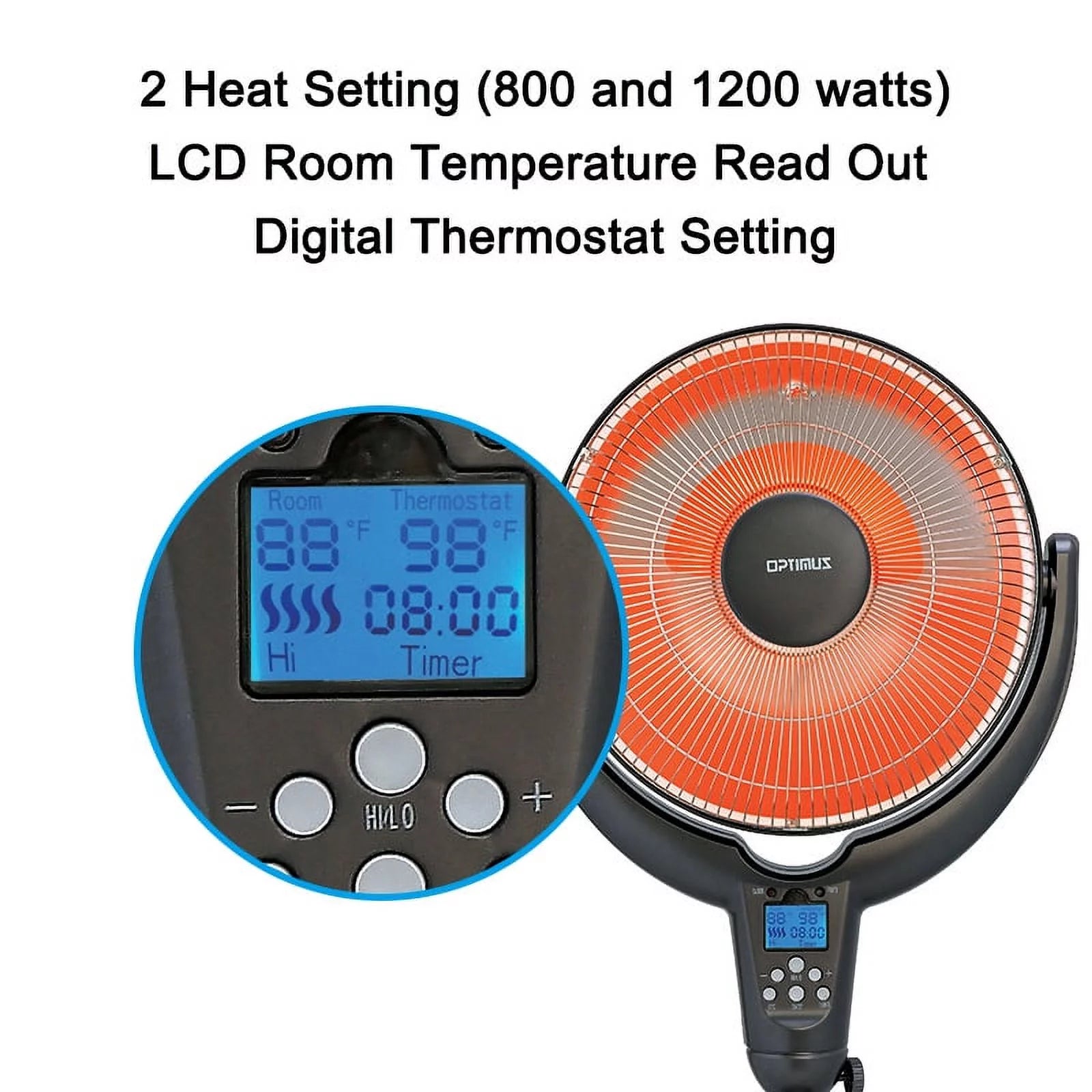 14" Adjustable Oscillating Pedestal Heater with Remote Control I77847